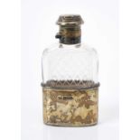 Edwardian cut glass spirit flask with silver gilt mounts