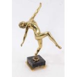 Art Deco bronzed figure modelled as a nude female dancer