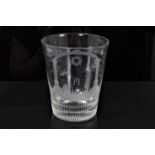A large 19th century Scottish Masonic glass tumbler, the tapered cylindrical beaker with engraved Ma