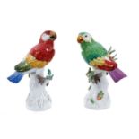 Pair of Meissen porcelain parrot ornaments