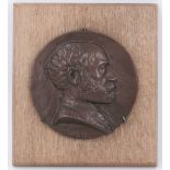 19th century Continental oval portrait relief metal plaque of a gentleman