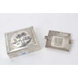 20th century Middle Eastern silver cigarette box of rectangular form, with hinged cover