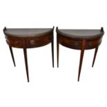Near pair of early 19th century Dutch Demi-lune pier tables