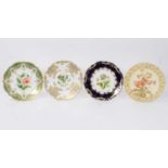 Three good quality Regency porcelain plates decorated with botanical specimens