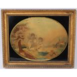 Regency wool work and silk picture of children playing