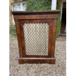 Victorian figured walnut and gilt metal mounted pier cabinet, enclosed by silk lined grille door on