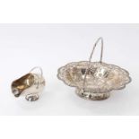 Victorian silver swing handled sweet meat basket, with pierced and embossed decoration