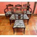 Set of seven Regency style mahogany bar back dining chairs, 19th century, each with slip in seat on