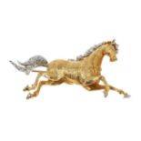 1970s 18ct gold and diamond brooch in the form of a horse