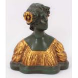 Art Nouveau gilded and patinated plaster bust