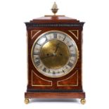 Regency rosewood cased bracket clock with brass and silvered dial