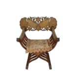 19th century bone inlaid Indian X-frame chair