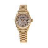 Ladies Rolex 18ct gold Oyster Perpetual DateJust wristwatch, model 69178. Boxed with papers.
