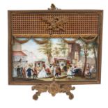 Fine quality 19th century French miniature on ivory, in good quality gilt metal frame, on later bras