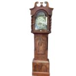 19th century 8 day Longcase clock with painted enamel dial by Lotherington of Hull, in mahogany case