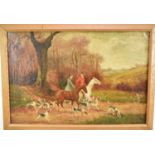 English School, early 20th century, pair of oils on canvas - Hunting Scenes, 41cm x 61cm, framed