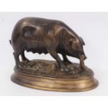 After Edouard Paul Delabbrierre (1829-1912) bronze sculpture of a pig