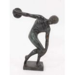 After Myron - a patinated bronze model of discobolus