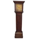 18th century 30 hour long case clock with 10" square brass dial, signed 'Longest Steyning', in oak c