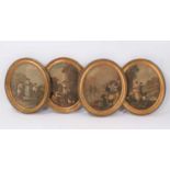 Set of four 19th century oval coloured stipple engravings, depicting the seasons, glazed gilt frames