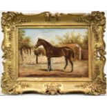 English School, late 19th/early 20th century, oil on canvas - Portrait of a Bay Horse, monogrammed,