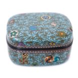 Japanese Meiji period cloisonné box, decorated with roundels on a foliate-patterned bamboo ground