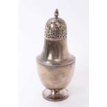 Early 20th century Chinese silver sugar caster of plain baluster form, with pierced slip on cover
