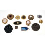 Group of Victorian brooches and pendants together with an enamel pendant