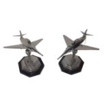 Two art deco chromium plated table lighters in the form of jet fighters (2)
