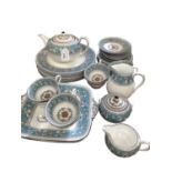 Wedgwood turquoise Florentine W2714 tea and dinner service - 38 pieces (8 place setting)