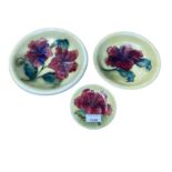 Three Moorcroft pottery dishes