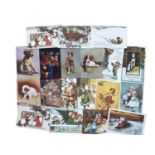 Postcards and cigaratte card selection including Christmas greetings, Christmas Bookman plates 1933,