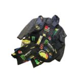 Group of motorcycle and rally clothing and accessories to include Valentino Rossi official fan club