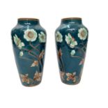 Pair of Eichwald tube lined pottery vases