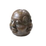 Chinese bronzed four-faced Buddha, character mark to base, 11.5cm high