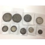 G.B. - Mixed silver coins to include George III Crown 1820LX VG-AF, Half Crown 1819 AVF, Victoria OH