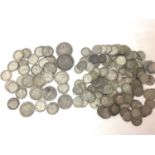 G.B. - Mixed silver coins to include Three Pences x 131..