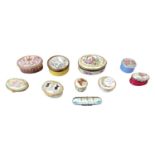 Halycon Days enamel trinket boxes, cups, vase etc, together with other similar items