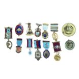 Group of Masonic jewels, mostly 1950s, including seven silver and silver gilt