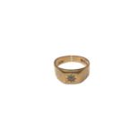 18ct gold signet ring with a gypsy set diamond (band cut)
