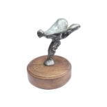 Reproduction Rolls Royce Spirit of Ecstasy car mascot on wooden base