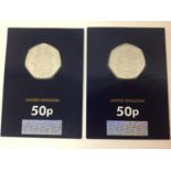 G.B. - Kew Gardens brilliant UNC 'Change Checker' 50 pence coins 2019 re-issue of the 2009 coin x 2