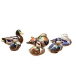 Six Royal Crown Derby paperweights including Bakewell Duckling