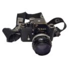 Nikon F SLR camera with Nikkor-H AUTO f/1.8 85mm lens