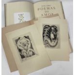 Rafael Alberti, Poemas De Amor, first edition 1967, vellum and cloth bound in marbled paper slipcase