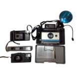Box of assorted cameras, including Polaroid 210, Polaroid Land camera, etc