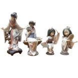 Four Lladro porcelain Geisha girls, including no.6230 and 6232