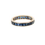 Sapphire eternity ring with a full band of blue sapphires