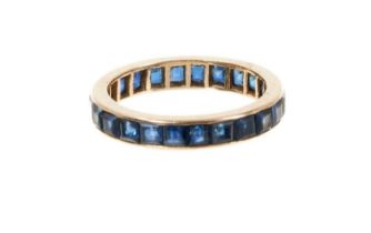 Sapphire eternity ring with a full band of blue sapphires