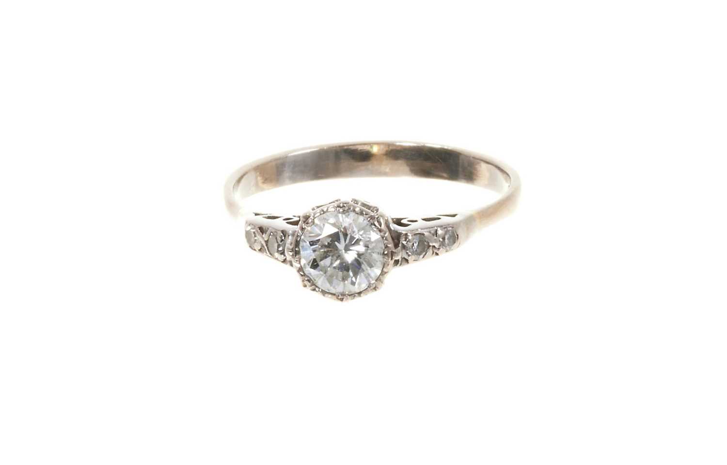 Diamond single stone ring with a round brilliant cut diamond estimated to weigh approximately 0.50ct